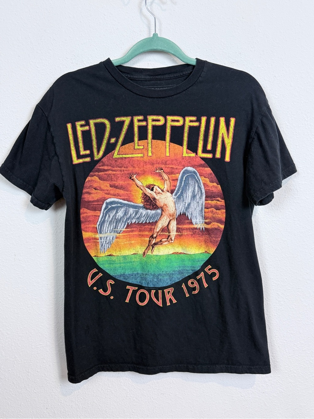Led Zeppelin Black Short Sleeve Graphic Tee - US Tour 1975 M